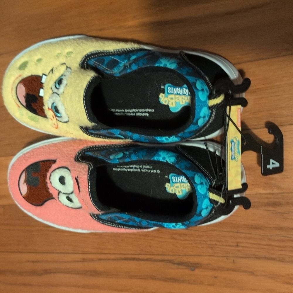 NWT Nickelodeon SpongeBob and Patrick Kids Slip-On Sneakers - Yellow and Pink - Picture 2 of 7